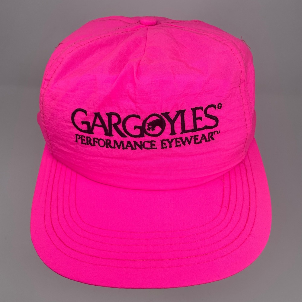 Vintage Gargoyles Performance Eyewear Neon Pink Nylon Snapback Hat Retro 90s Cap